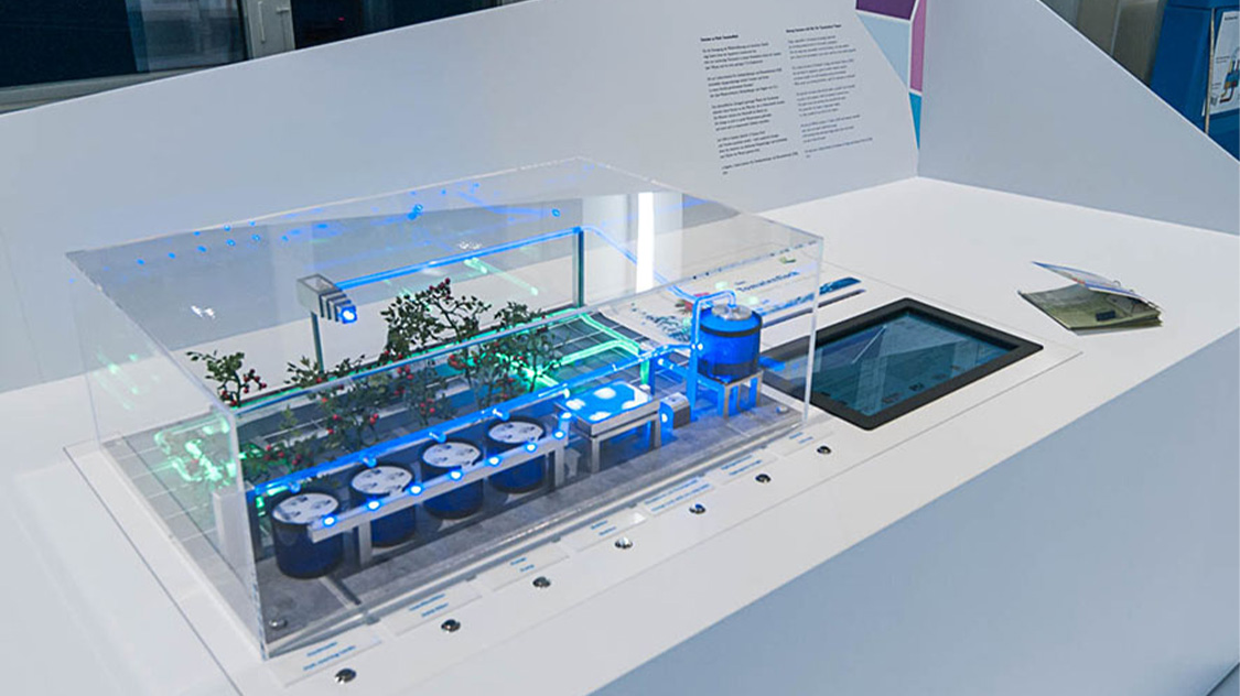 Modell einer Aquaponic-Anlage des IGB Berlin (Tomatenfisch) im Deutschen Museum