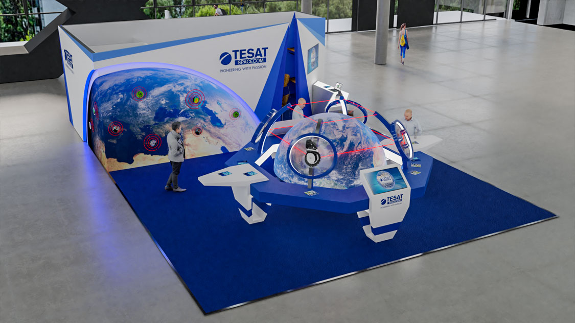 Tesat 3D-Design Messestand auf der  ILA 2018 (Internationale Luft-und Raumfahrtausstellung)