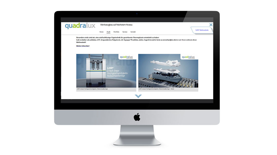 Webdesign und CMS-System auf Basis für Quadralux Maschinenkonstruktion und Werkzeugbau in Mannheim
